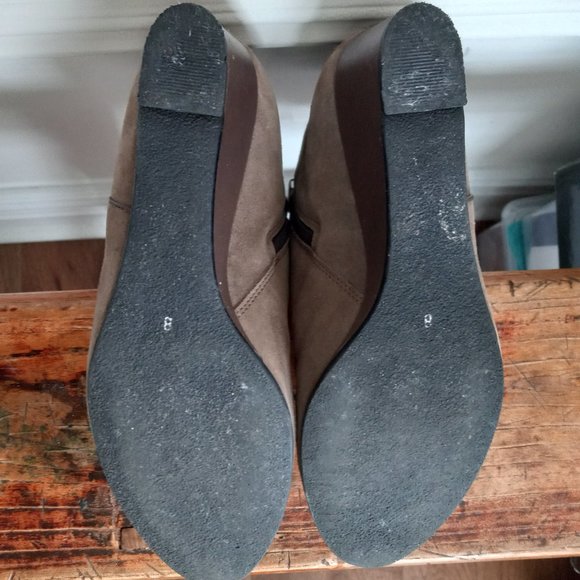 Aquatalia Brown Taupe Suede Wedge Boots Made in ITALY - Picture 11 of 14